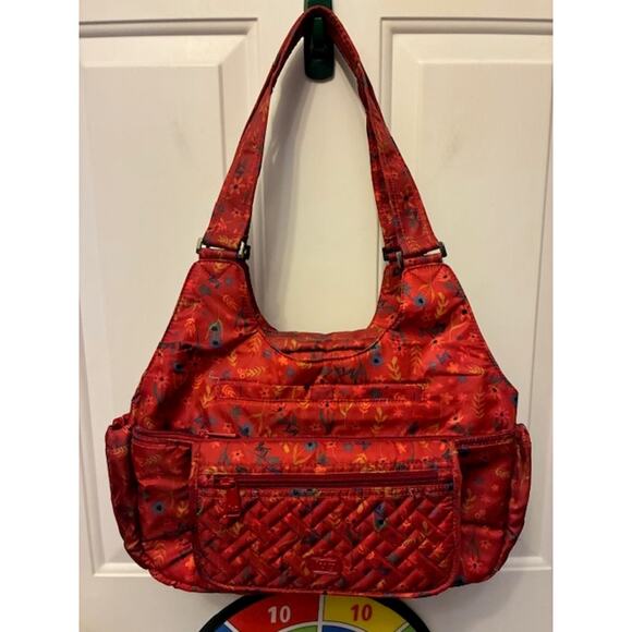 LUG Romper Carry-All Travel Tote Shoulder Bag Red/Orange Autumn All Over Logo - Picture 3 of 7
